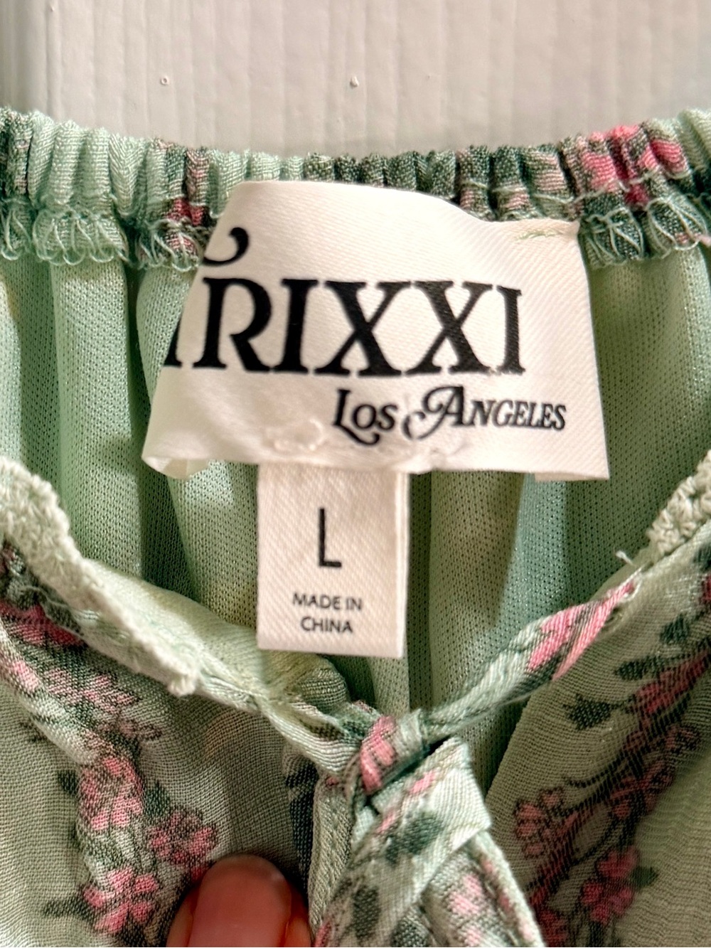 Floral Tiered Maxi Sundress Light Green w/Smocked Bodice & Adjustable straps M&L - Picture 9 of 12